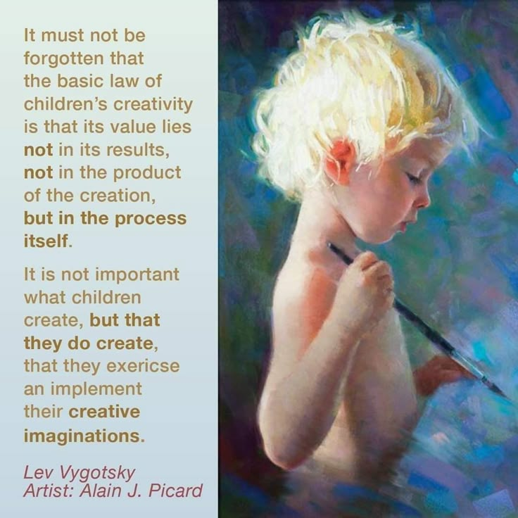 a painting of a child holding a paintbrush and looking at something in the distance