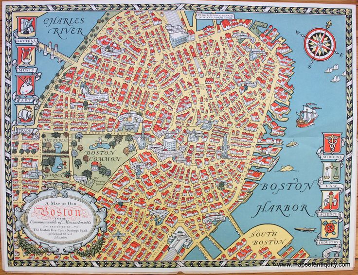 an old map of boston and the surrounding city