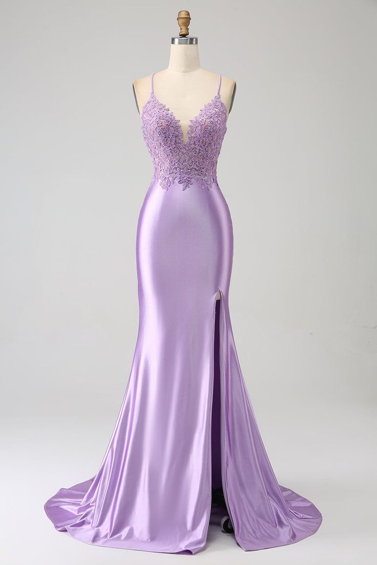 Lilac Prom Dress Mermaid, Lilac Prom Dress, Black Lace Formal Dress, Prom Dress Mermaid, Prom Dress Inspo, Prom Dress Ideas, Prom Inspo, Lace Formal Dress, Dress Mermaid