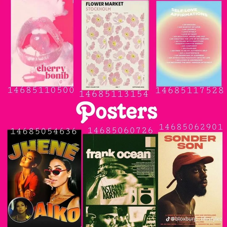 various posters are shown with different colors and font on the same page, including one for each poster