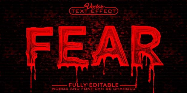 the text fear is painted red on a black background