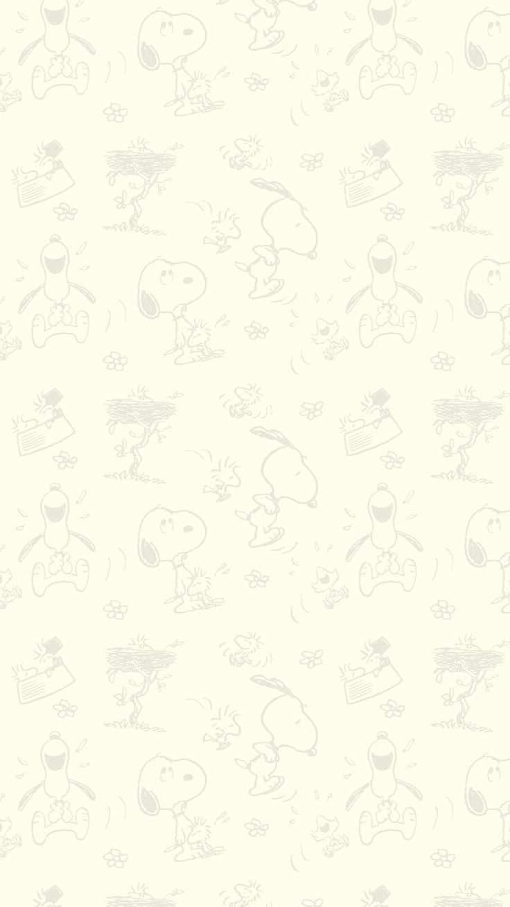 a white wallpaper with cartoon characters on it