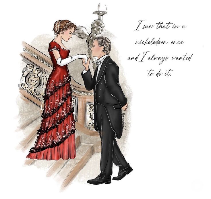 a man in a tuxedo standing next to a woman in a red dress