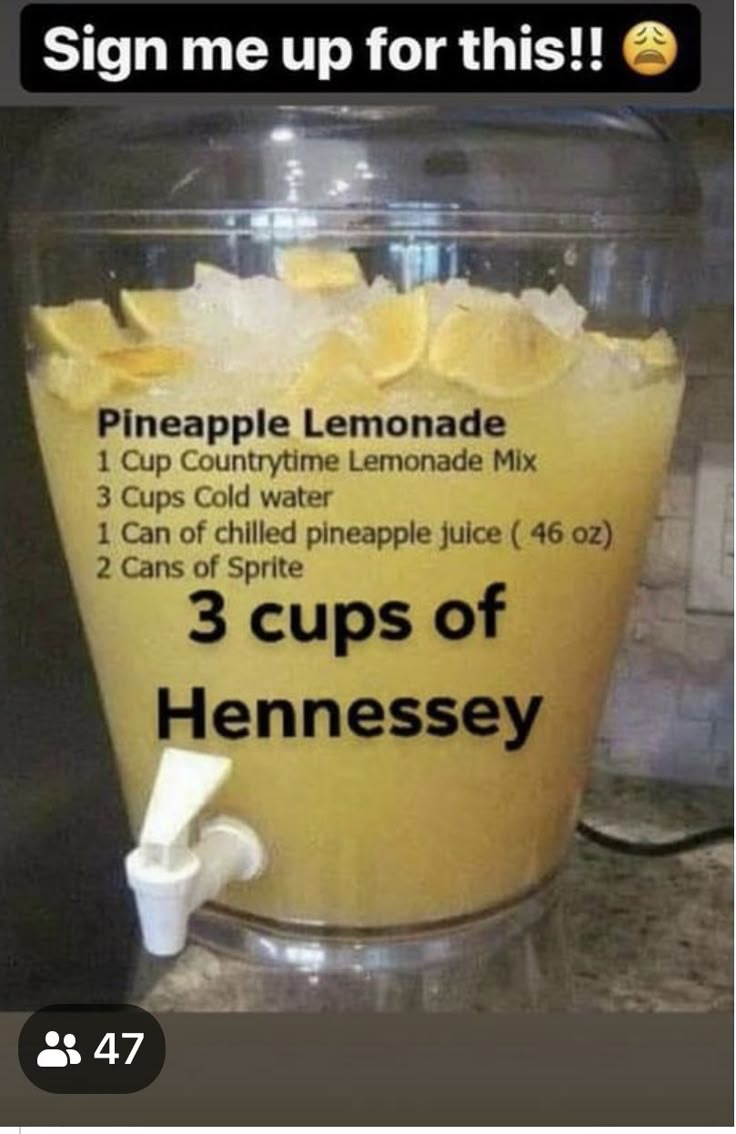 a blender filled with pineapple lemonade and 3 cups of hennessey