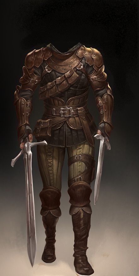 an image of a man in armor with two swords