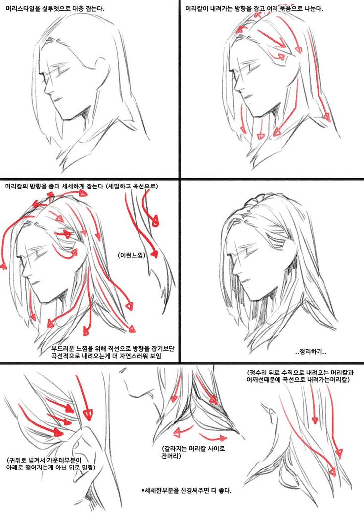 Drawing Hair Tutorial, Manga Tutorial, Manga Hair, Hair Sketch, Manga Drawing Tutorials, Anatomy Sketches, Different Angles, Poses References, Digital Painting Tutorials