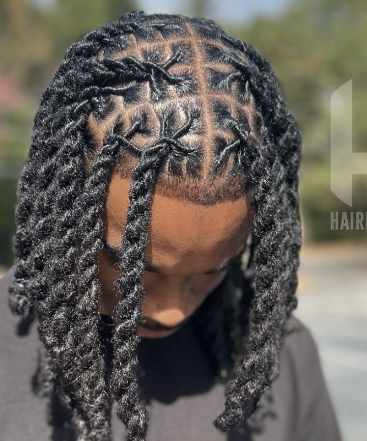 Locs Style For Men, Loc Styles Men Long, Locstyles For Men, Barrel Locs Dreads Men, Loc Twist Styles Men, Styles For Dreads Men, Men’s Hairstyle Locs, Dread Hairstyles For Men Medium, Loc Retwist Styles Men