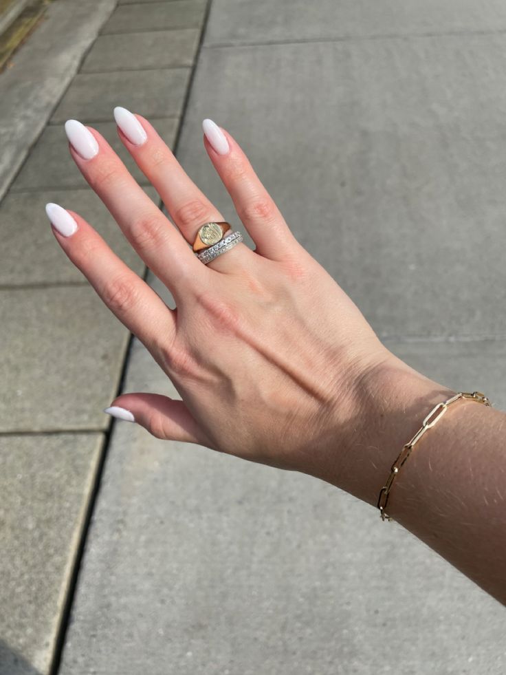 Milky white almond nails Milk White Almond Nails, Almond Milky White Nails, Milky White Almond Nails, Milky White Nails, White Almond Nails, Wow Nails, Milky White, Almond Nails, White Nails