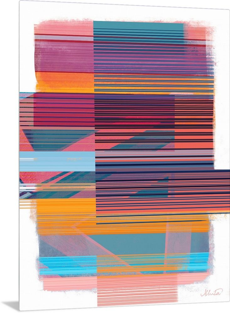 an abstract painting with multicolored lines