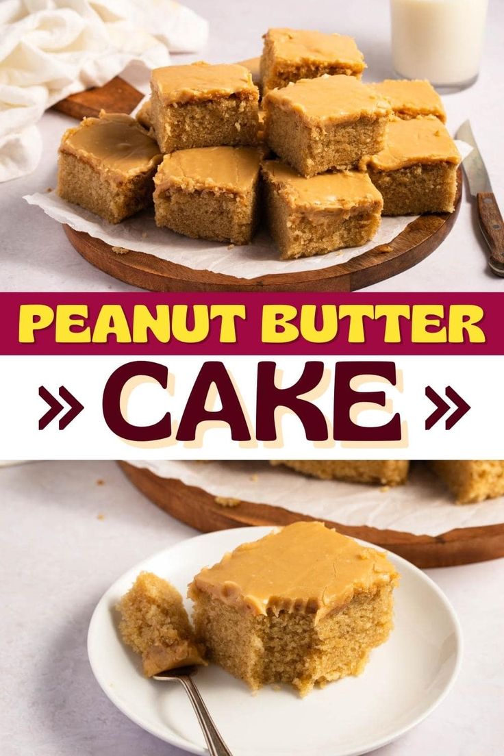 peanut butter cake on a plate with a fork