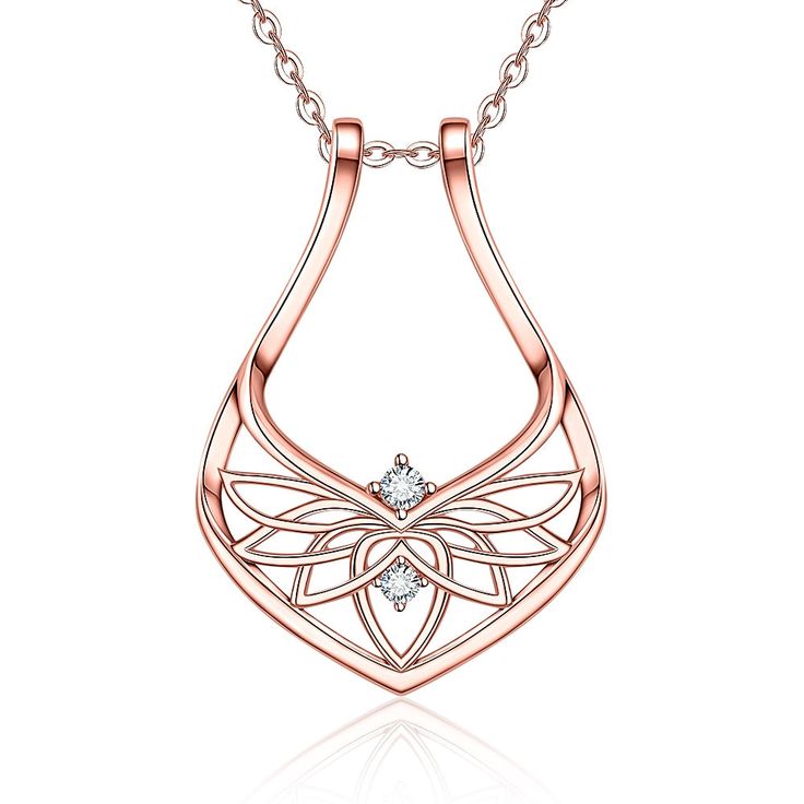 Ring Holder Necklace Lotus Flower 925 Sterling Silver Engagement Wedding Magic Rings Multiple for Women - Charlie Dolly Wedding Ring Necklace Holder, Lotus Crystal, Ring Holder Pendant, خواتم خطوبة, Ring Halter, Wedding Horseshoes, Ring Holder Necklace, Eagle Necklace, Rhombus Shape