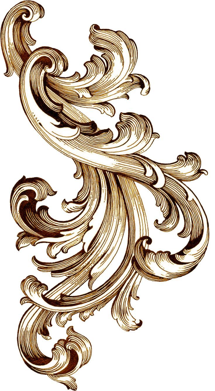 an ornate design with swirls and waves in gold on a white background stock photo