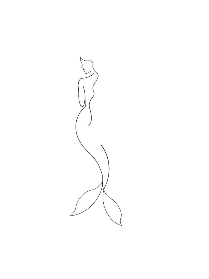 a line drawing of a woman's body in the shape of a mermaid tail