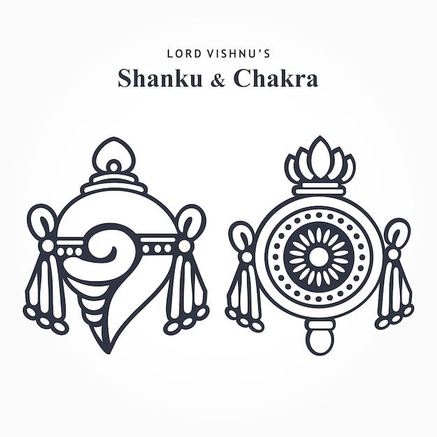 lord vishnu's shanku and chakra with the text lord vishnu's shanki & chakra