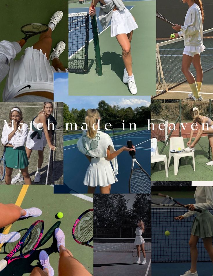 a collage of tennis players and their rackets