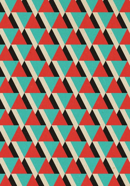 an abstract pattern with red, black and blue triangles