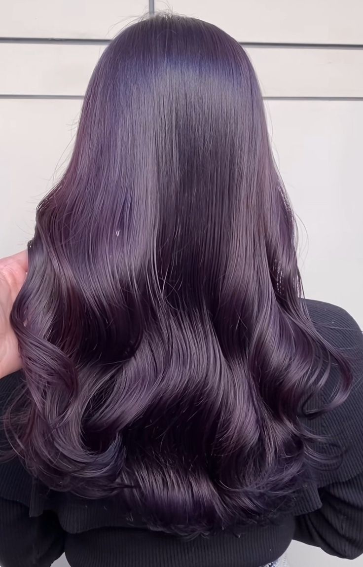 Dark Grey Purple Hair, Deep Lavender Hair, Brownish Purple Hair, Grape Purple Hair, Deep Purple Hair Color, Deep Plum Hair, Deep Purple Hair, Purple Grey Hair, Pretty Hair Cuts