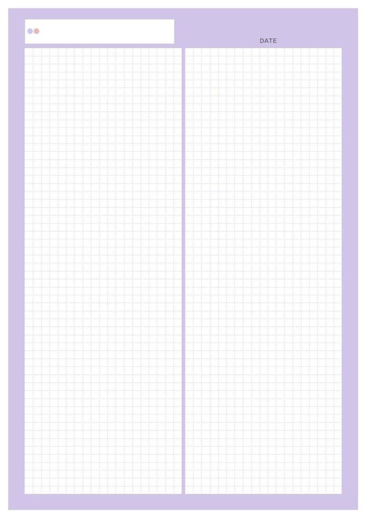 a blank notepad with grids on the front and back, in lavender hues