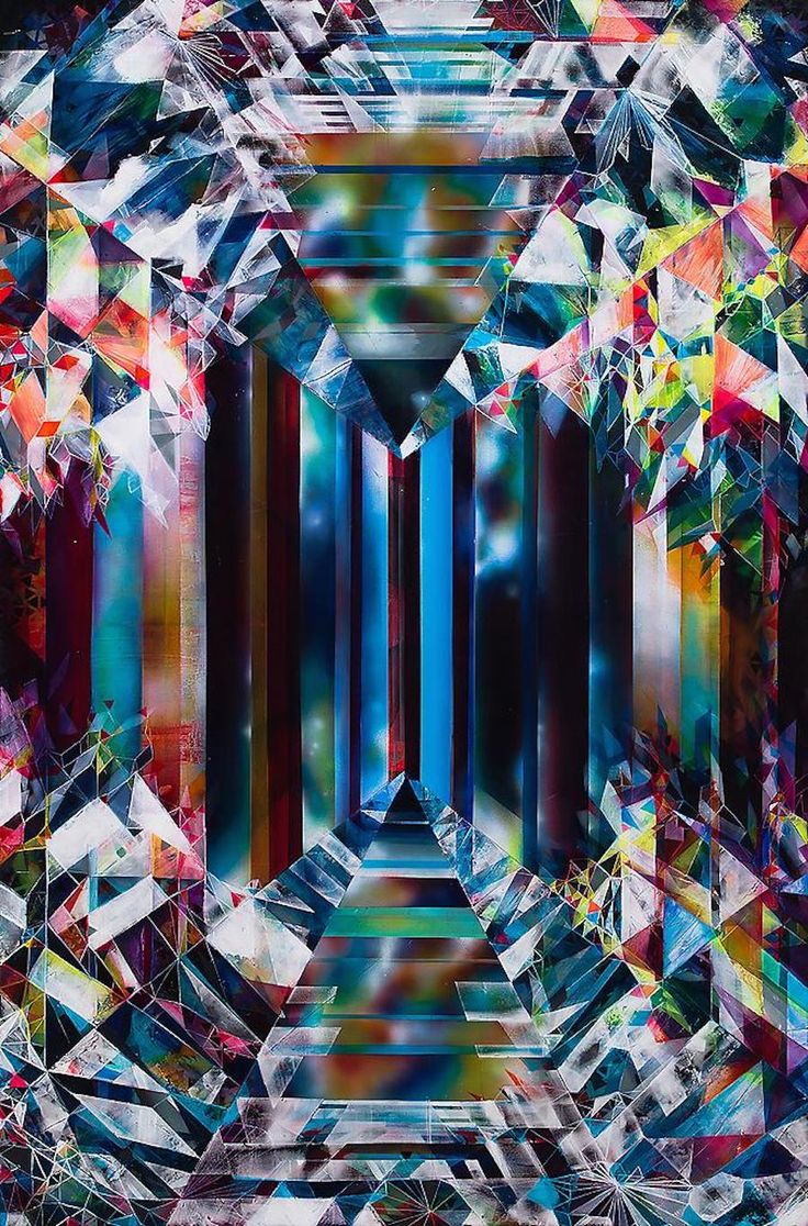 an image of a colorful diamond in the middle of some sort of art work that looks like it is made out of many different colors and shapes