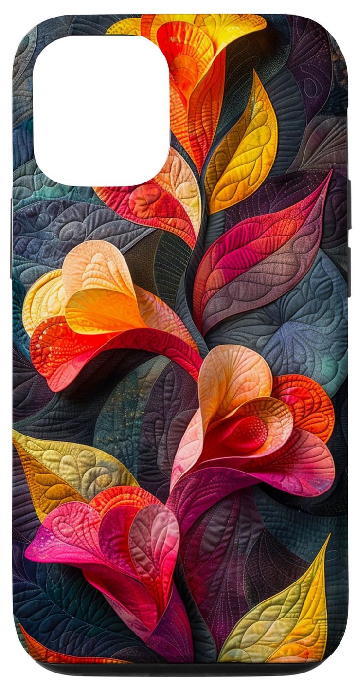 colorful leaves on black phone case for the samsung s7, which is designed to look like