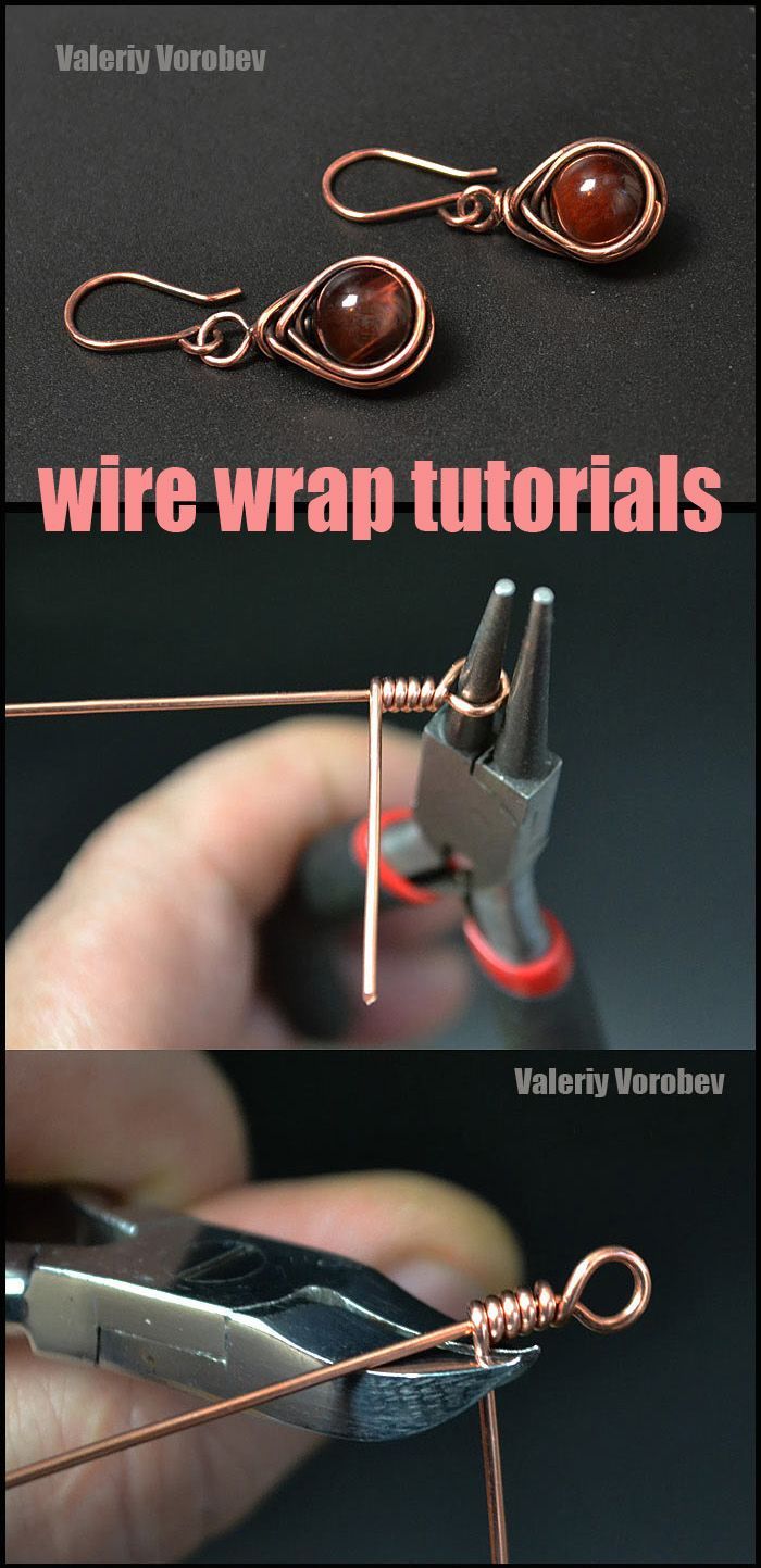 two pictures showing how to make wire wrap bracelets with copper and silver wires, one is