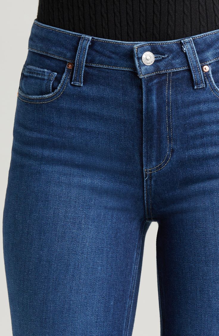 Add the perfect staple element to your denim collection with classic straight-leg jeans cut in a high-waisted silhouette and cropped with a raw-edge hemline. 28" inseam; 14" leg opening; 10" front rise; 15" back rise (size 29) Zip fly with button closure Five-pocket style 93% cotton, 5% polyester, 2% spandex Machine wash, line dry Imported Fitted Classic Flare Jeans With Frayed Hem, Classic Cropped Flare Jeans With Frayed Hem, Classic Flare Jeans With Frayed Hem, Classic Jeans With Frayed Hem For Fall, Classic Straight Cropped Jeans With Frayed Hem, Classic High Rise Jeans With Frayed Hem, Classic Cropped Leg Jeans With Frayed Hem, Classic Straight Flare Jeans With Frayed Hem, Classic High Rise Bottoms With Frayed Hem