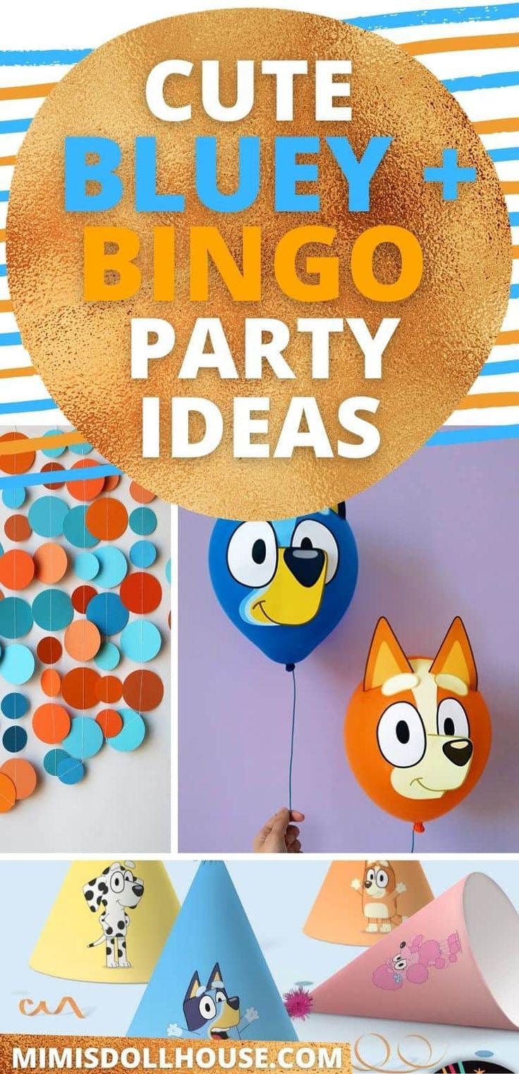 Bluey Bingo Birthday Party Free Printables, Bluey Birthday Banner Diy, Bluey Birthday Photo Booth, Bluey Birthday Backdrop Ideas, Cricut Bluey Birthday, Bluey Party Game Ideas, Bluey Themed Birthday Party Ideas, Diy Bluey Decorations, Bluey Bingo Birthday Party Decorations