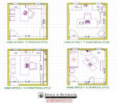 the floor plan for an office with three separate rooms and one living room in it