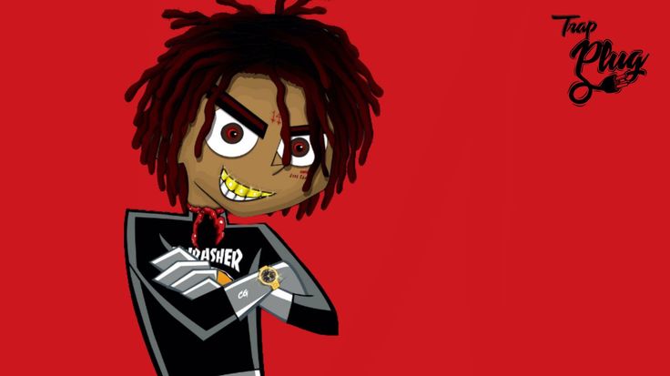 a drawing of a cartoon character with dreadlocks holding a knife in his hand