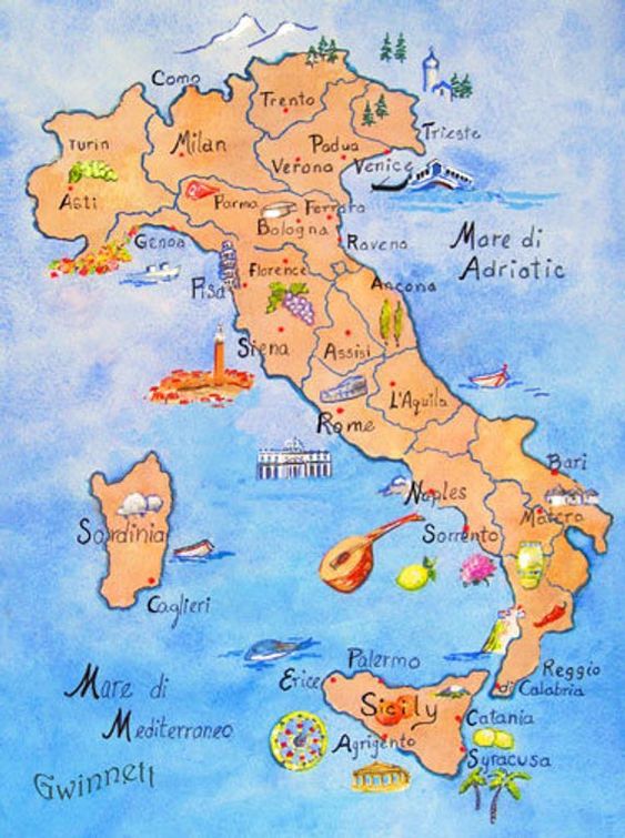 a map of italy with all the major cities