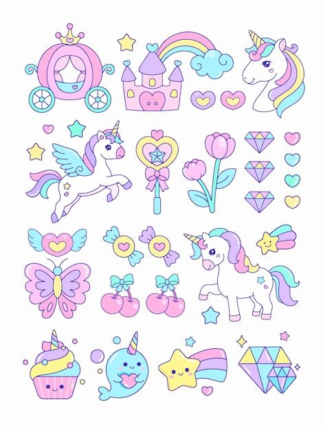 an image of unicorns and princess stickers