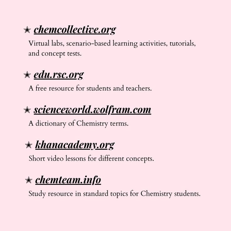 a pink background with black text that says, chemoliteticators virtual labs, search - based learning activities, and concept tests