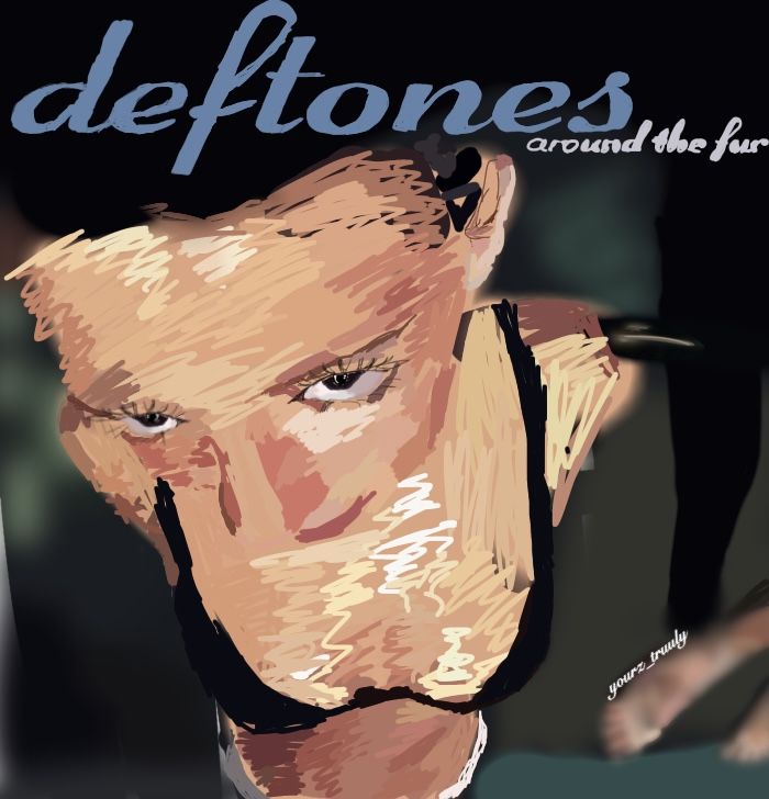 the cover of deftones around the hour with a drawing of a man's face