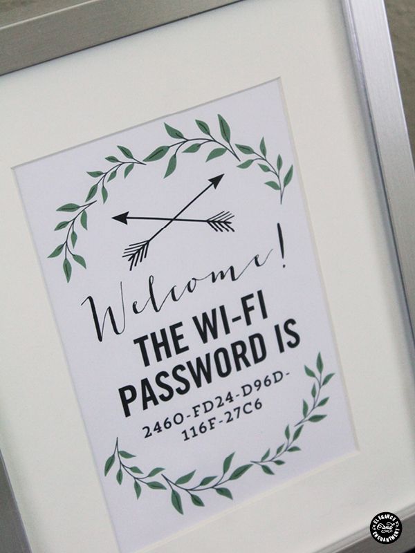 a white frame with a green and black print on the bottom that says, i know the wi - fi password is