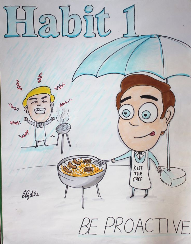 a drawing of a man holding an umbrella over food