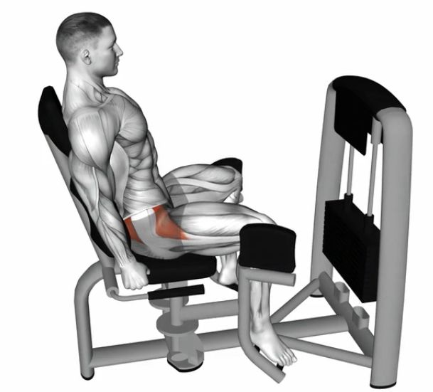 a man is sitting on a bench with his leg in the position of an incline