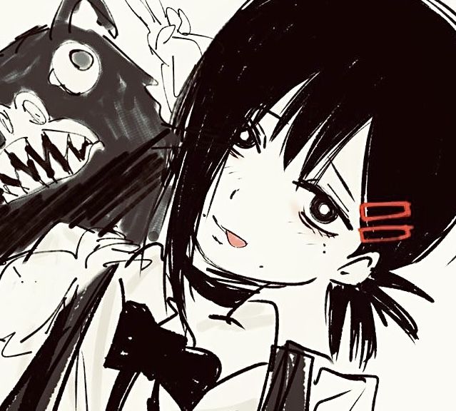 a drawing of a girl with black hair