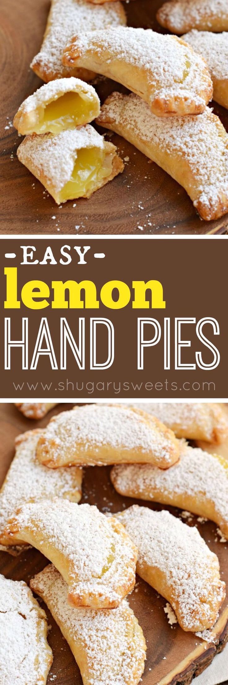 lemon hand pies on a wooden platter