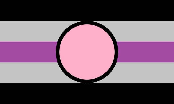 a pink circle is in the center of a purple and gray striped pattern on a black background