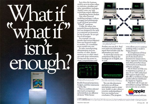 an advertisement for the apple computer, with images of computers and text that reads what if what if isn't enough?