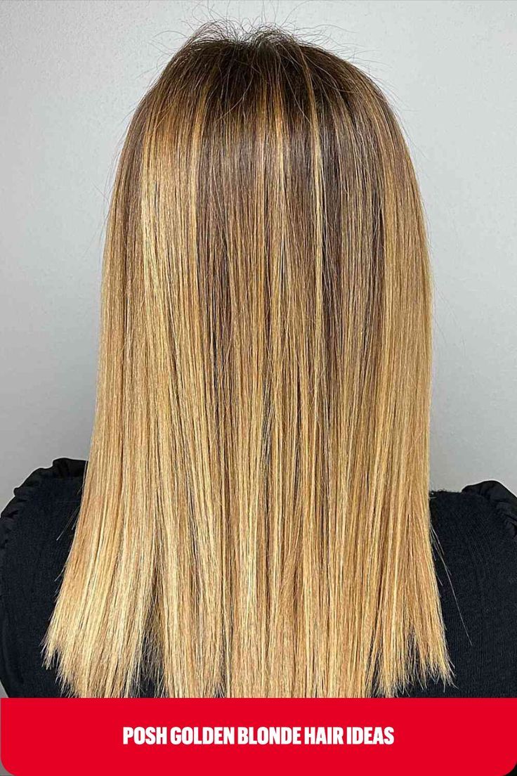 Straight Gold Blonde with Dark Roots Golden Blonde Hair Color Ideas, Natural Golden Blonde, Blonde With Dark, Golden Blonde Hair Color, Red Balayage, Blonde With Dark Roots, Blonde Hair Ideas, Golden Blonde Hair, Caramel Blonde