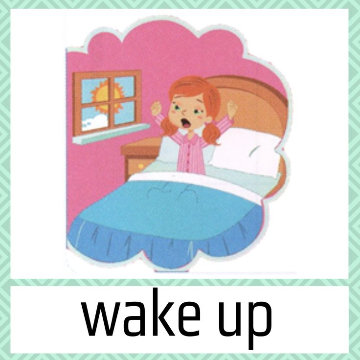 a girl waking up in her bed with the words wake up