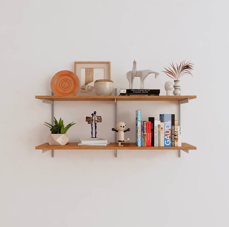 Wall Mounted Shelving Units - 2 Shelf Wood Office Wall Shelves, Wall Mounted Shelving, Wall Mounted Shelving Unit, Ceiling Shelves, Clinton Hill, Therapy Office Decor, Shelf Wood, Office Guest Room, Tea For Two