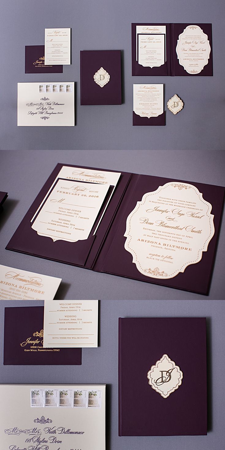 the wedding stationery is laid out on top of each other