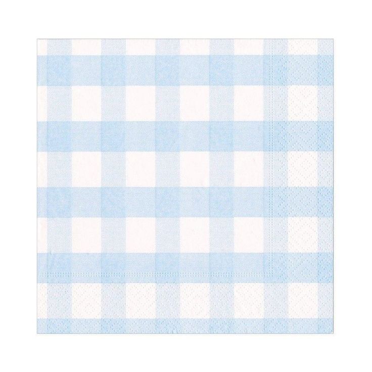 a light blue and white checkered paper napkin