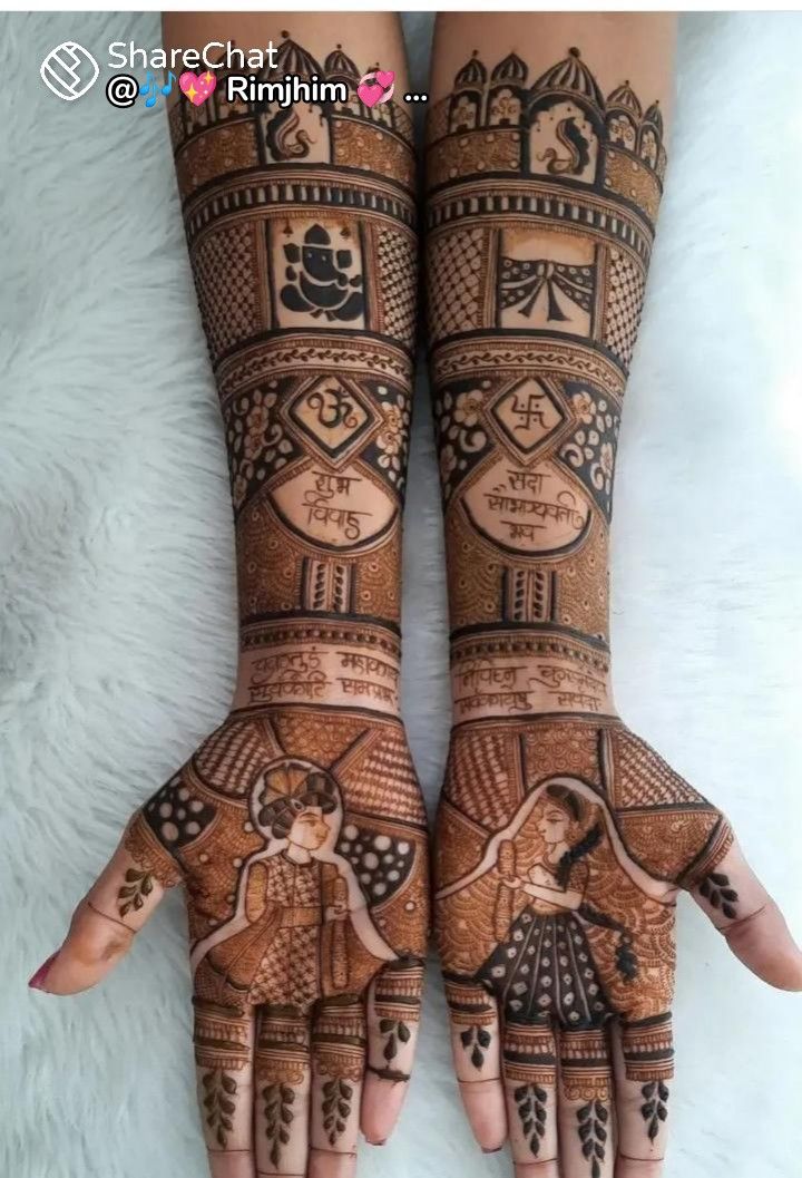 two hands with henna designs on them