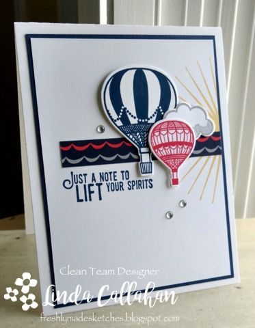 a card with a hot air balloon on it and the words just a note to lift your spirits