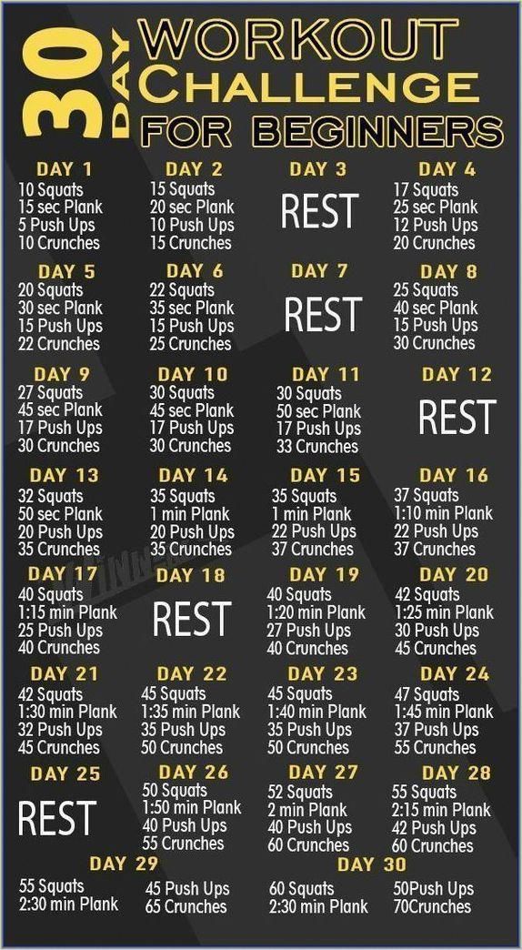 the workout schedule for beginners is shown in black and yellow, with numbers on it