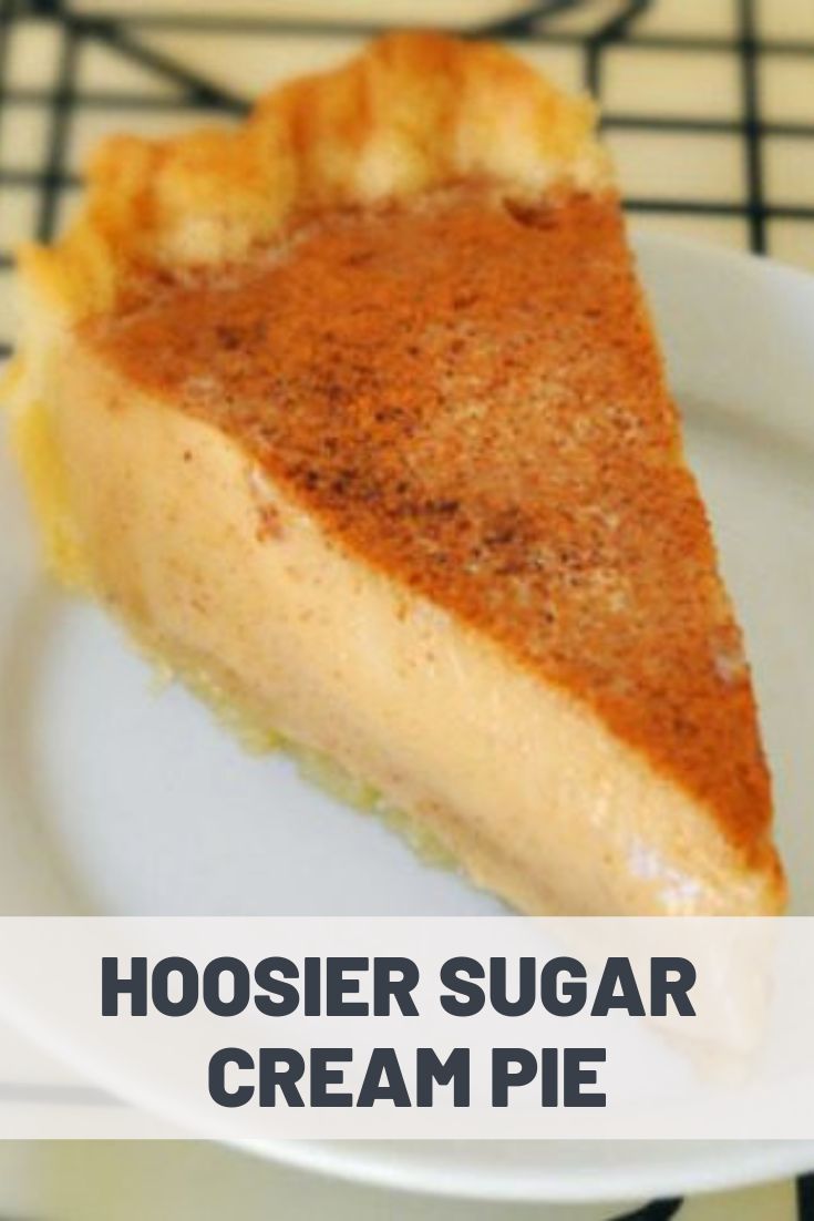 a piece of cheesecake on a plate with the words hooser sugar cream pie