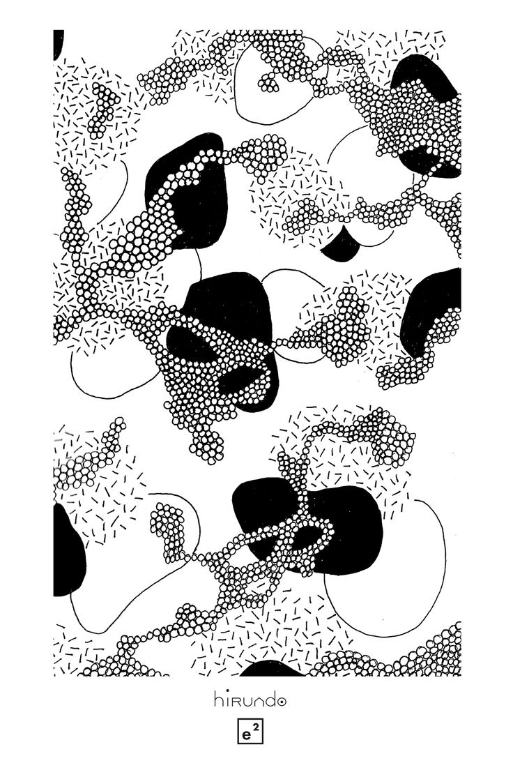 an abstract black and white drawing with dots